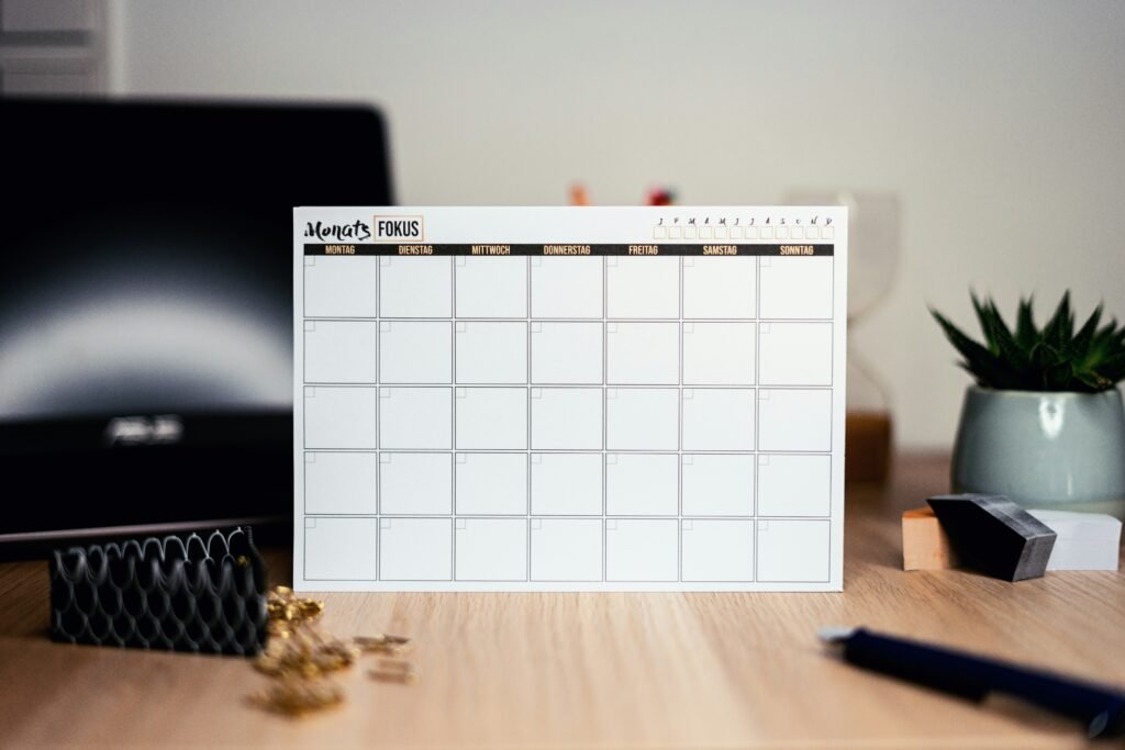 Calendario mensual con las tareas de limpieza profunda